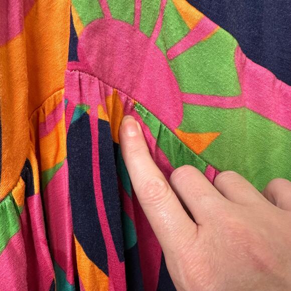 Md Farm Rio Dress Colorful Abstract Drop Waist Tropical Artsy Maximalist *Flawed - Picture 7 of 11